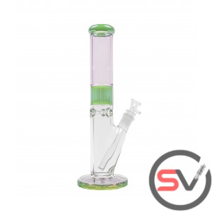 TWO TONE CYLINDER WATER PIPE WITH ICE CATCHER 14inch -  PINK